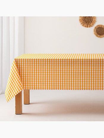 Nappe anti-taches à carreaux vichy, tissée, toucher textile - Gamusi.