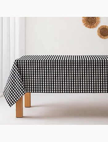 Nappe anti-taches à carreaux vichy, tissée, toucher textile - Gamusi.