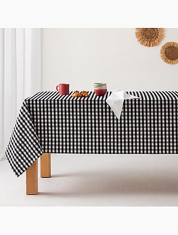 Nappe anti-taches à carreaux vichy, tissée, toucher textile - Gamusi.