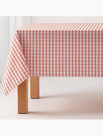 Nappe anti-taches à carreaux vichy, tissée, toucher textile - Gamusi.