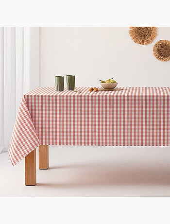 Nappe anti-taches à carreaux vichy, tissée, toucher textile - Gamusi.