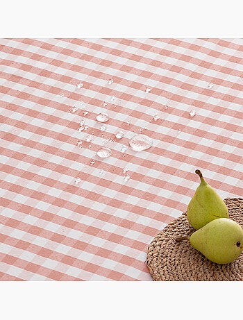 Nappe anti-taches à carreaux vichy, tissée, toucher textile - Gamusi.