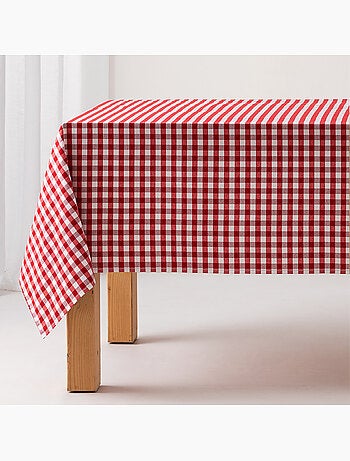 Nappe anti-taches à carreaux vichy, tissée, toucher textile - Gamusi.