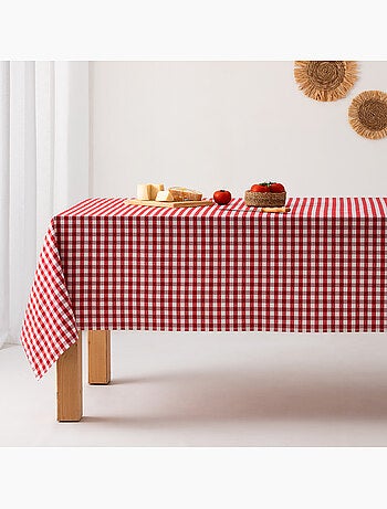 Nappe anti-taches à carreaux vichy, tissée, toucher textile - Gamusi.