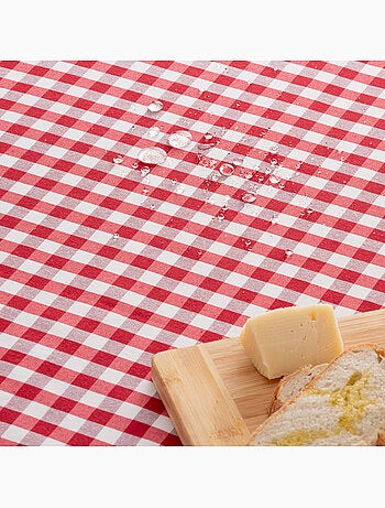 Nappe anti-taches à carreaux vichy, tissée, toucher textile - Gamusi.