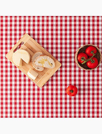 Nappe anti-taches à carreaux vichy, tissée, toucher textile - Gamusi.