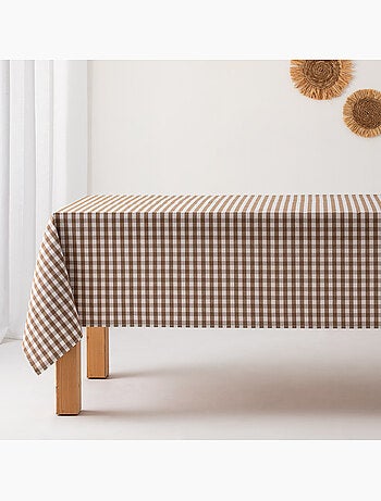 Nappe anti-taches à carreaux vichy, tissée, toucher textile - Gamusi.