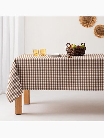 Nappe anti-taches à carreaux vichy, tissée, toucher textile - Gamusi.