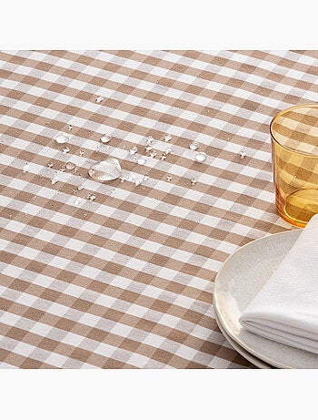 Nappe anti-taches à carreaux vichy, tissée, toucher textile - Gamusi.