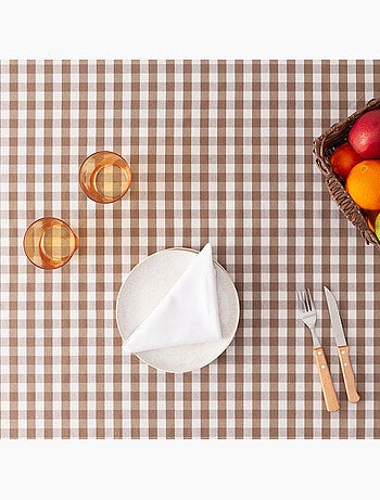 Nappe anti-taches à carreaux vichy, tissée, toucher textile - Gamusi.