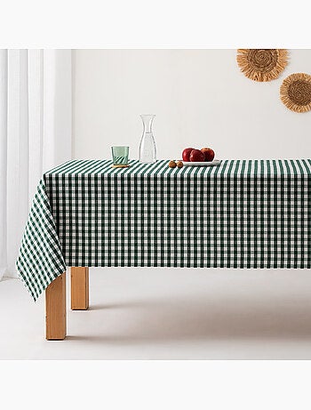 Nappe anti-taches à carreaux vichy, tissée, toucher textile - Gamusi.