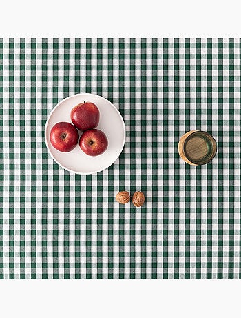 Nappe anti-taches à carreaux vichy, tissée, toucher textile - Gamusi.