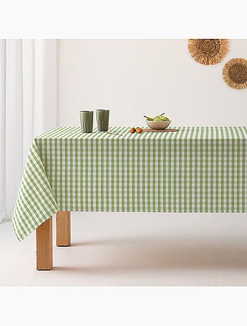 Nappe anti-taches à carreaux vichy, tissée, toucher textile - Gamusi.