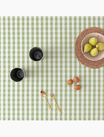 Nappe anti-taches à carreaux vichy, tissée, toucher textile - Gamusi.