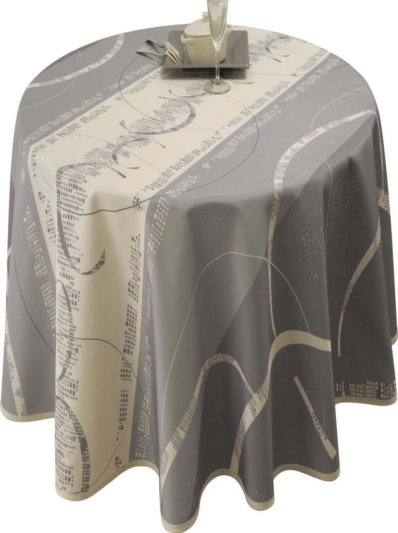 Nappe Anti-taches Astrid Ecru - Ovale 150 x 240 cm Gris Ecru - Kiabi