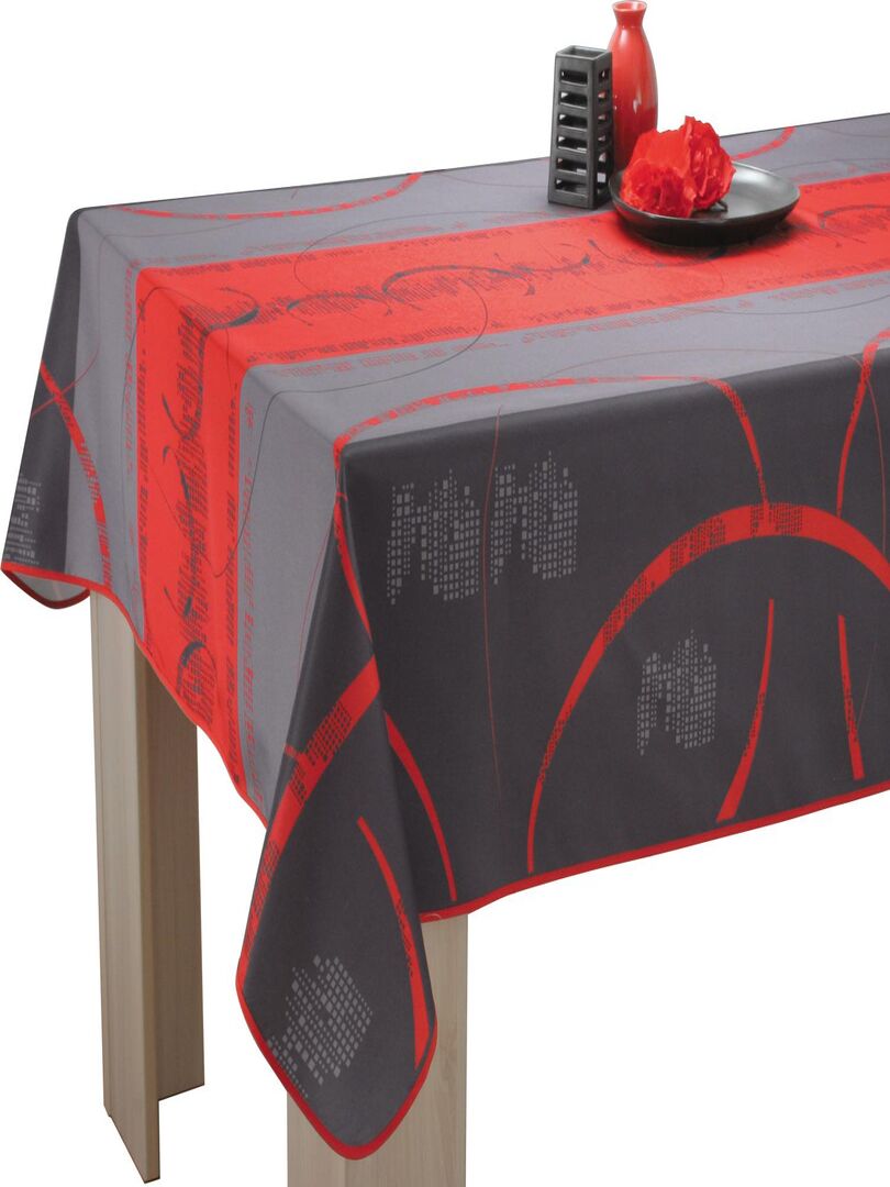 Nappe Anti-taches Astrid Rouge - Rectangle 150 x 240 cm Gris Rouge - Kiabi