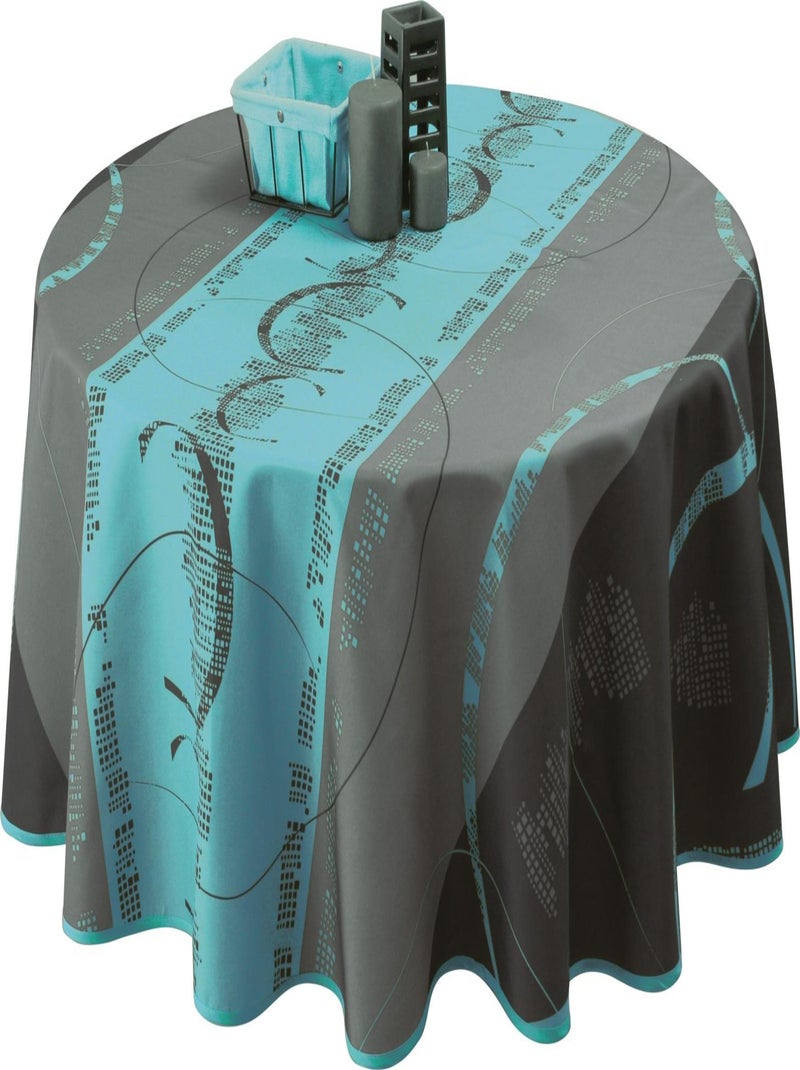 Nappe Anti-taches Astrid Turquoise - Ovale 150 x 240 cm Gris Bleu - Kiabi