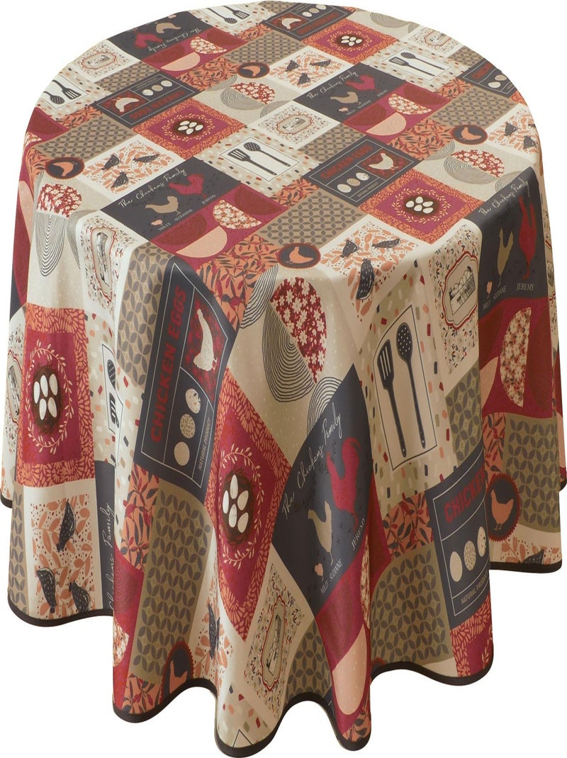 Nappe Anti-taches Chicken rouge - Ovale 150 x 240 cm Rouge - Kiabi