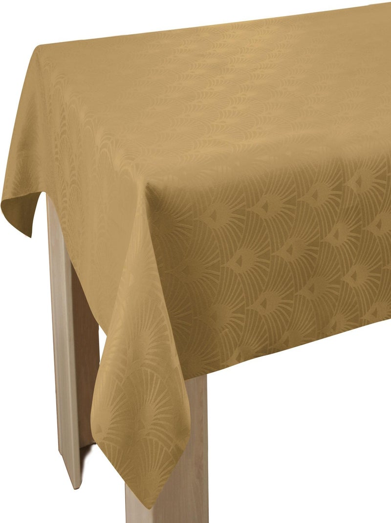 Nappe Anti-taches Damassée Safran - 150 x 200 cm Jaune moutarde - Kiabi