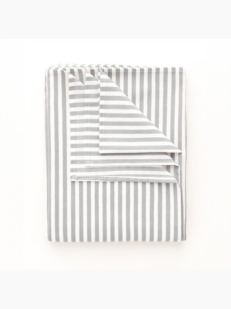 Nappe anti-taches en coton à fines rayures - gamusi. Gris clair - Kiabi