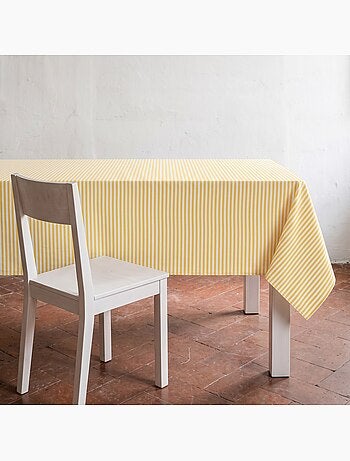 Nappe anti-taches en coton à fines rayures - gamusi.
