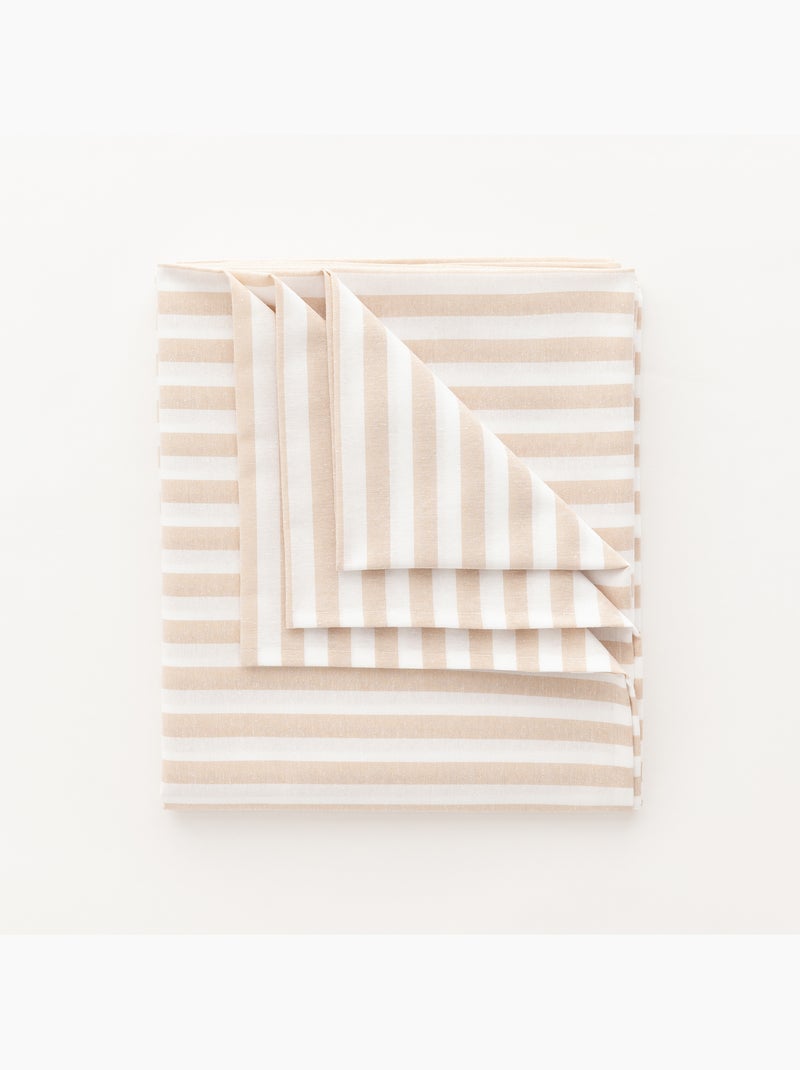 Nappe anti-taches en coton à larges rayures - gamusi. Beige - Kiabi