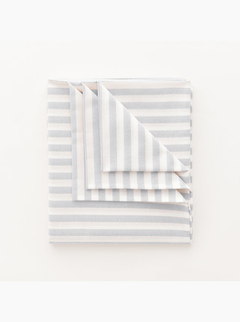 Nappe anti-taches en coton à larges rayures - gamusi. Gris clair - Kiabi