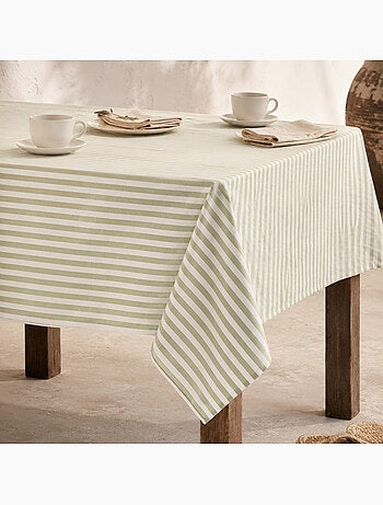Nappe anti-taches en coton à larges rayures - gamusi.