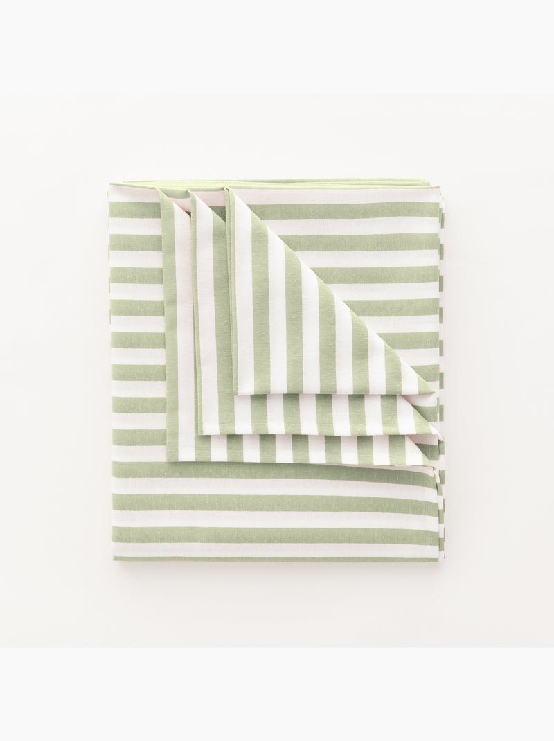 Nappe anti-taches en coton à larges rayures - gamusi. Vert clair - Kiabi