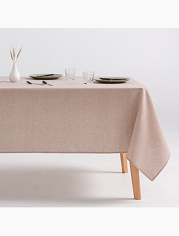Nappe anti-taches en coton uni, tissu chiné. Tombé naturel, effet tissu - Gamusi.