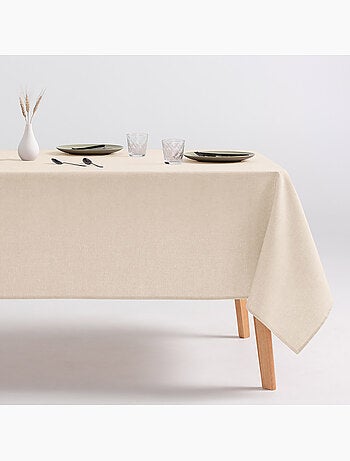 Nappe anti-taches en coton uni, tissu chiné. Tombé naturel, effet tissu - Gamusi.