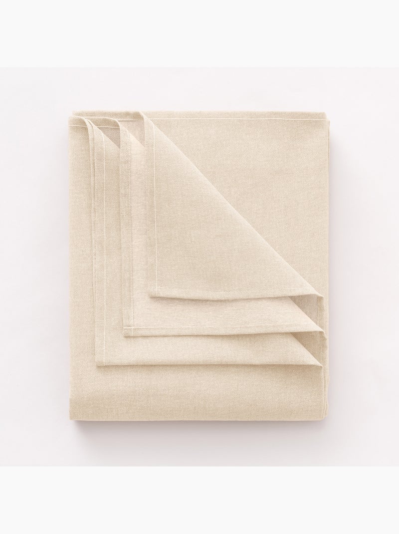 Nappe anti-taches en coton uni, tissu chiné. Tombé naturel, effet tissu - Gamusi. Crème - Kiabi