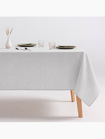 Nappe anti-taches en coton uni, tissu chiné. Tombé naturel, effet tissu - Gamusi.