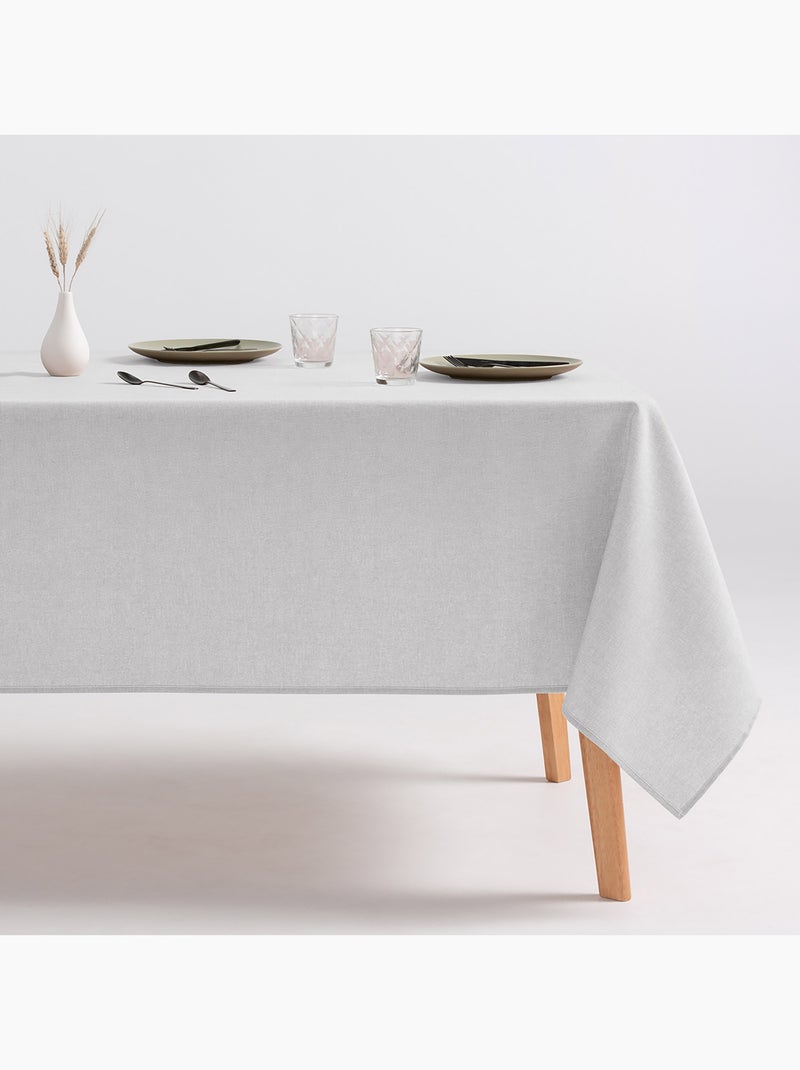 Nappe anti-taches en coton uni, tissu chiné. Tombé naturel, effet tissu - Gamusi. Gris clair - Kiabi