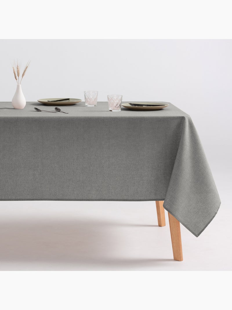 Nappe anti-taches en coton uni, tissu chiné. Tombé naturel, effet tissu - Gamusi. Gris - Kiabi