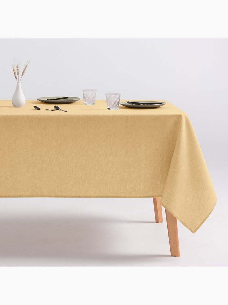 Nappe anti-taches en coton uni, tissu chiné. Tombé naturel, effet tissu - Gamusi. Sable - Kiabi
