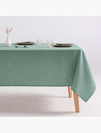 Nappe anti-taches en coton uni, tissu chiné. Tombé naturel, effet tissu - Gamusi.