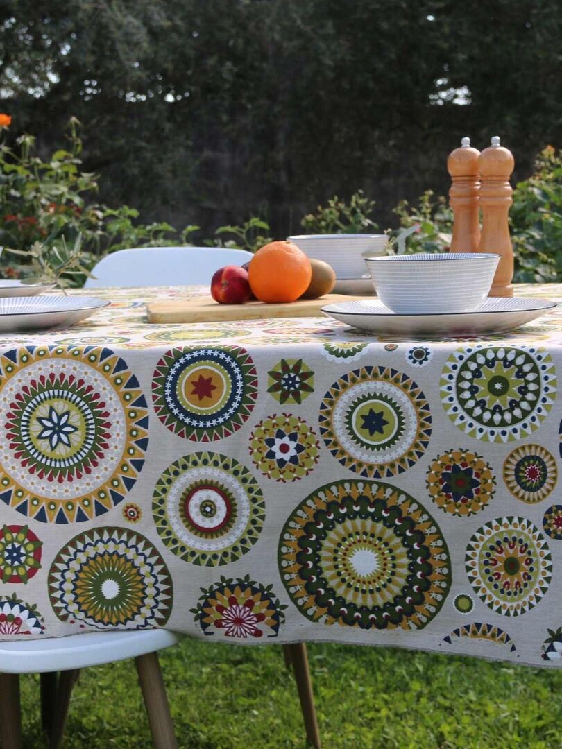 Treer Nappe Anti-Taches, Style Mandala Effet Lotus Nappe De