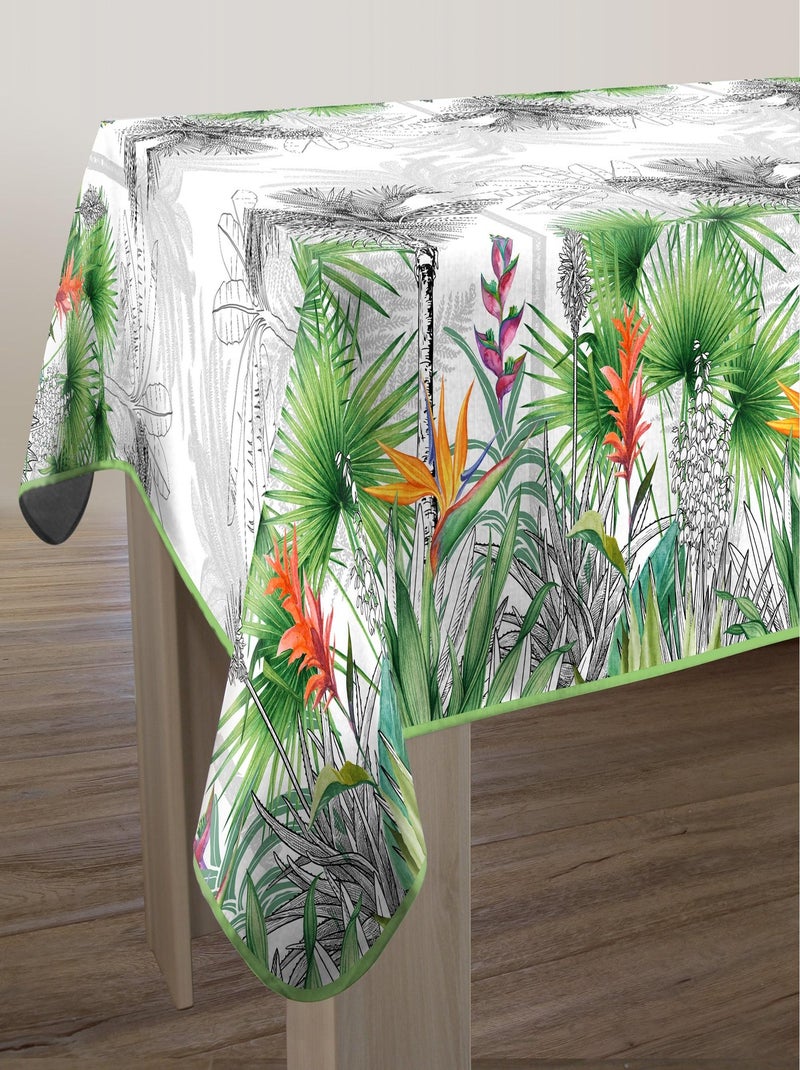 Nappe Anti-taches Fleur de paradis Blanc Vert Noir - Kiabi