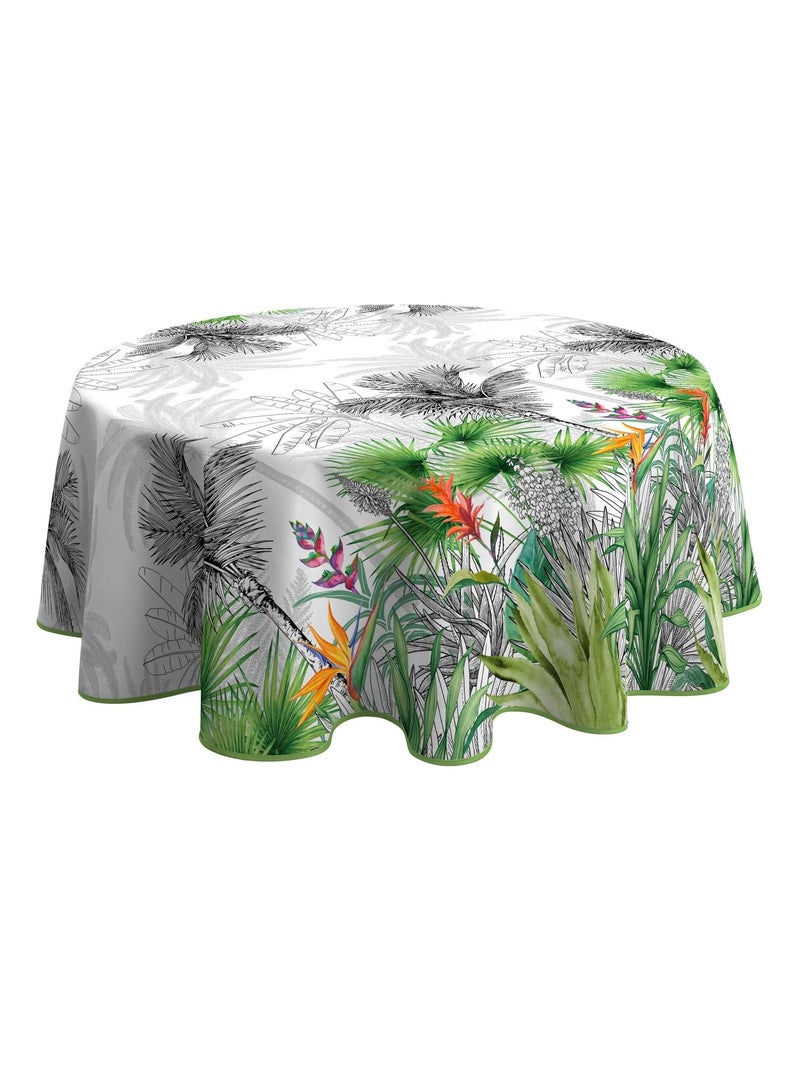 Nappe Anti-taches Fleur de paradis Blanc Vert Noir - Kiabi
