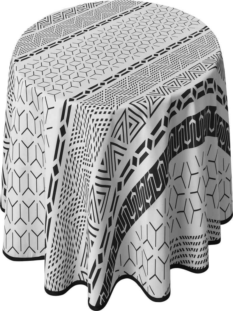Nappe Anti-taches Graphic - Ovale 150 x 240 cm Noir Blanc - Kiabi