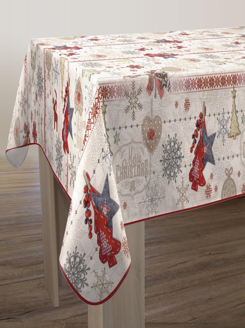 Nappe Anti-taches Joyeux Noël Blanc Rouge Gris - Kiabi
