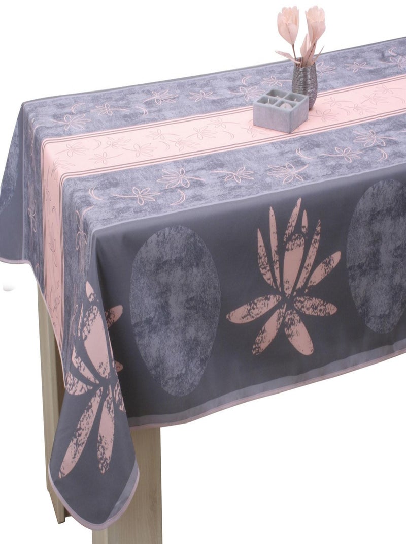 Nappe Anti-taches Lotus Rose - Rectangle 150 x 350 cm Gris Rose - Kiabi