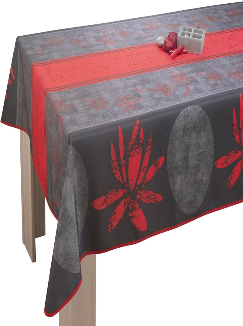 Nappe Anti-taches Lotus Rouge Gris Rouge - Kiabi
