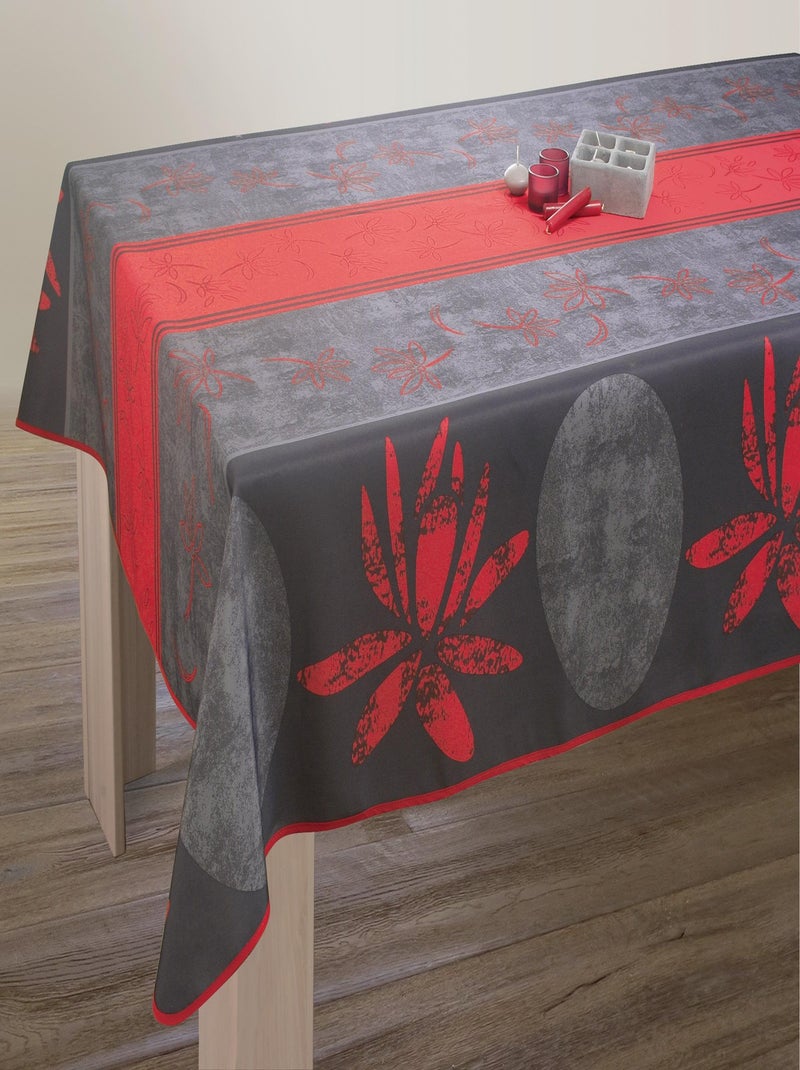Nappe Anti-taches Lotus Rouge Gris Rouge - Kiabi