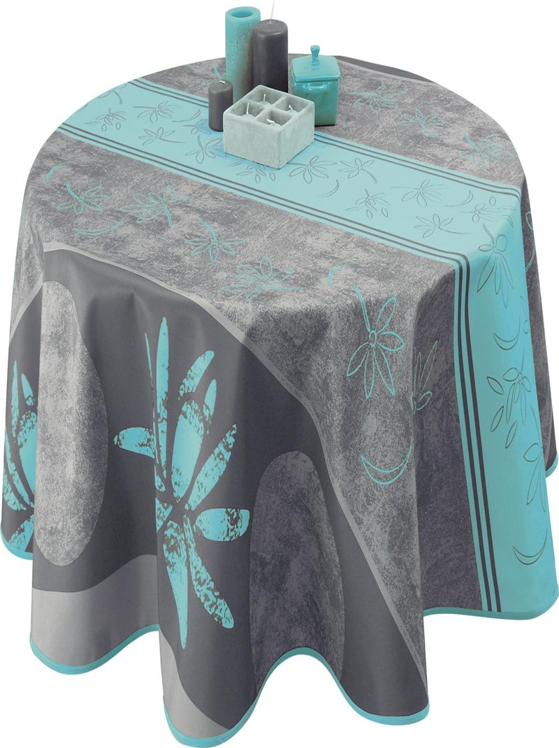 Nappe Anti-taches Lotus Turquoise Gris Bleu - Kiabi