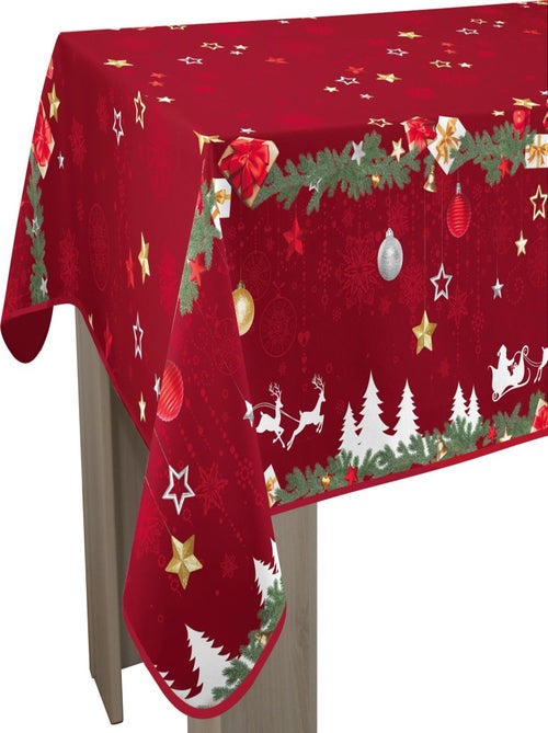 Nappe Anti-taches Noël Rouge - Rectangle 150 x 350 cm - Kiabi