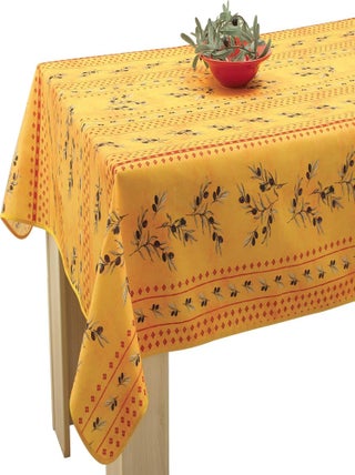 Nappe Anti-taches Olivettes Jaune - Carrée 150 x 150 cm