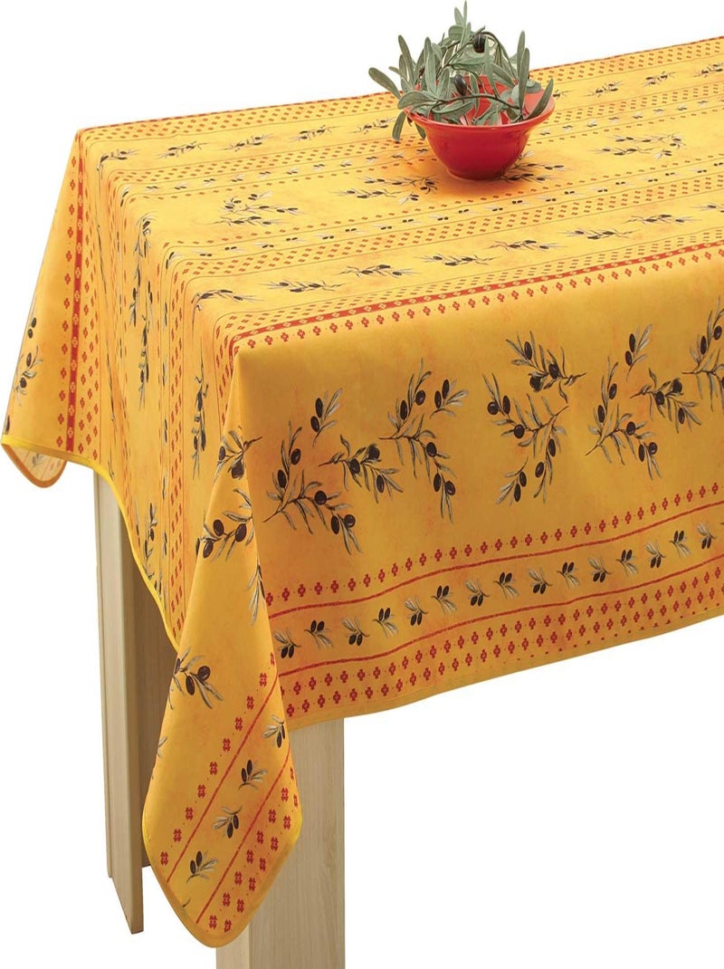 Nappe Anti-taches Olivettes Jaune - Rectangle 150 x 350 cm Jaune - Kiabi