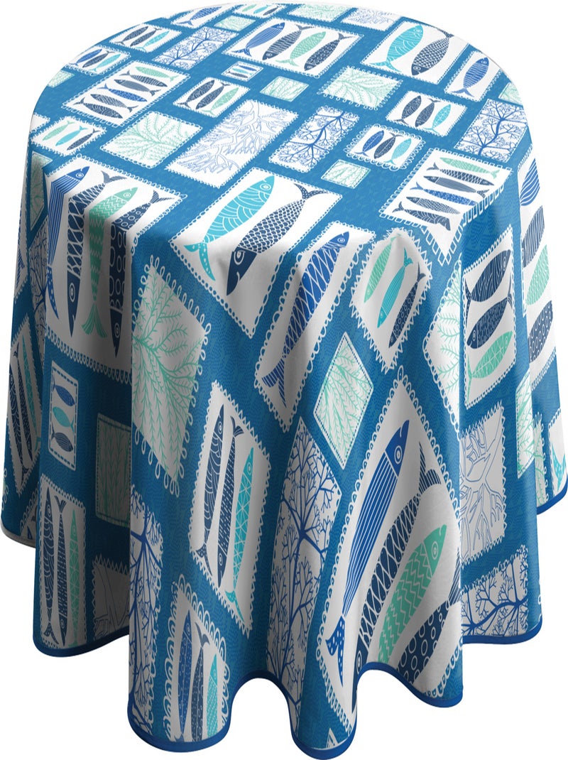 Nappe Anti-taches Ovale Sardine Bleu Vert Blanc - Kiabi
